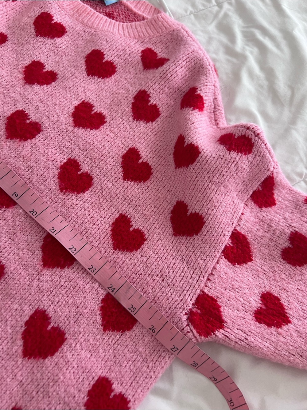 CeCe Pink Heart-Print Crewneck Sweater size L - Picture 6 of 10